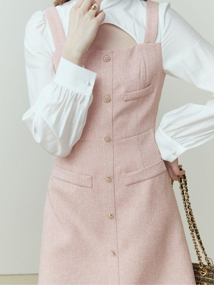 Y2K Soft Girl Mini Dress with Shirt Sleeves - Retro Style Douyin Dress