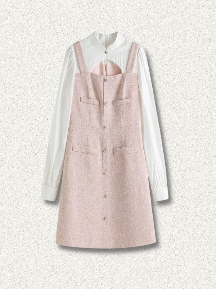 Y2K Soft Girl Mini Dress with Shirt Sleeves - Retro Style Douyin Dress