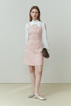 Y2K Soft Girl Mini Dress with Shirt Sleeves - Retro Style Douyin Dress