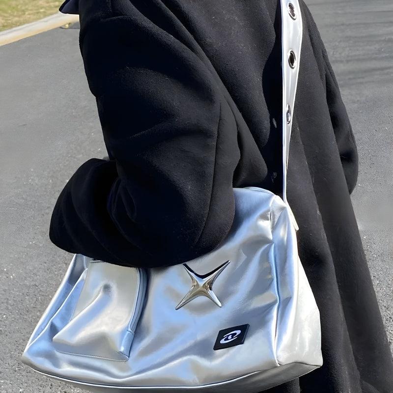 Y2K Star Faux Leather Bag - Retro Style Grunge Accessory for 90s and Y2K Outfits