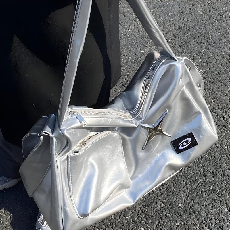 Y2K Star Faux Leather Bag - Retro Style Grunge Accessory for 90s and Y2K Outfits