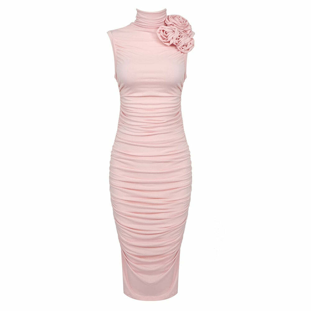 Abigail Flower Midi Dress - Y2K Summer, 90S Fashion, Grunge, Retro, Pastel Goth, Y2