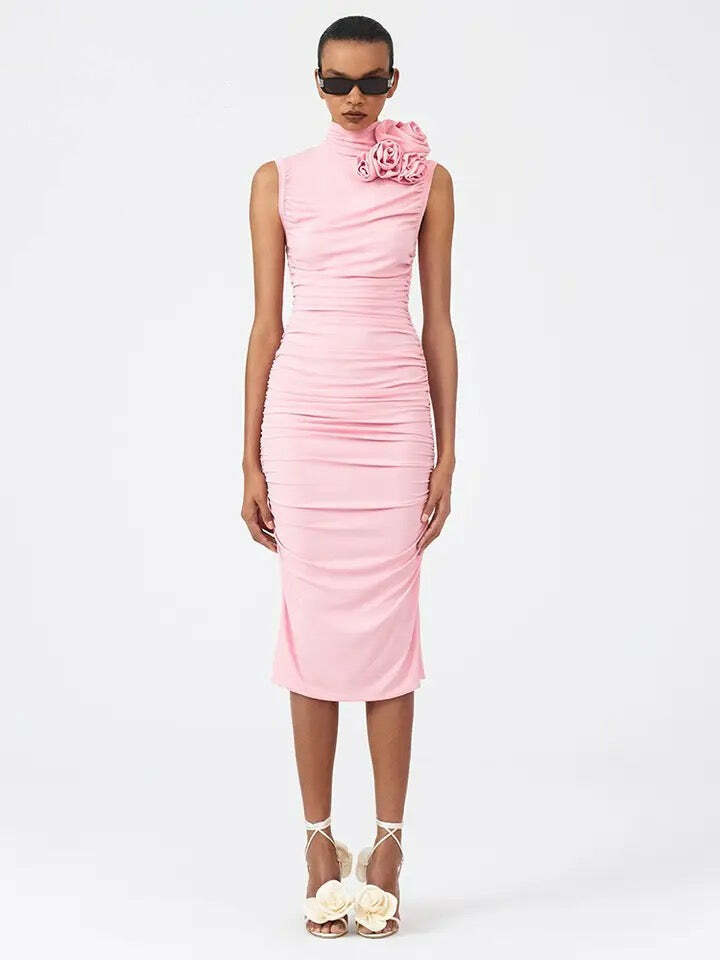 Abigail Flower Midi Dress - Y2K Summer, 90S Fashion, Grunge, Retro, Pastel Goth, Y2
