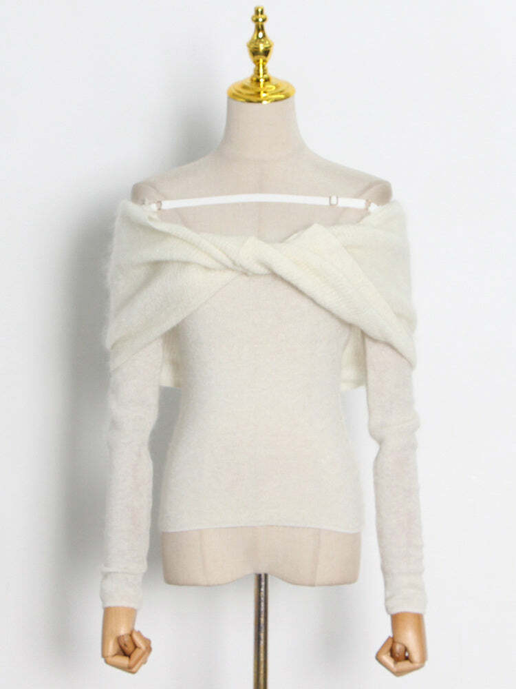 Alberta Knitted Blouse - Y2K Summer Grunge Top, 90S Fashion, Retro Style, Pastel Goth Outfits