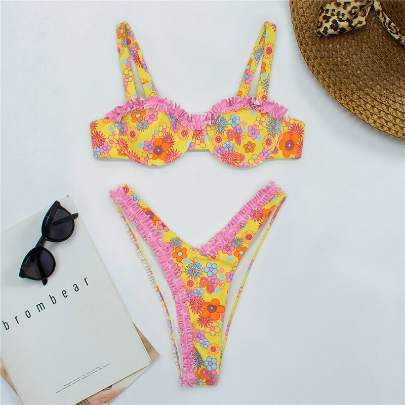 Angela Floral Bikini - Y2K Summer Outfit, 90S Fashion, Grunge, Retro Style, Y2K Beachwear