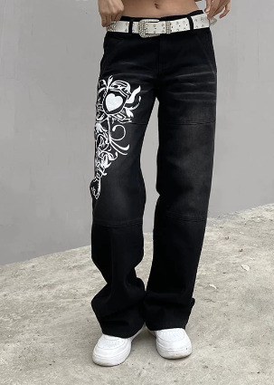 Anna High Waist Cargo Jeans - Y2K Summer, 90S Grunge, Retro Style, Y2K Club & Party Outfits