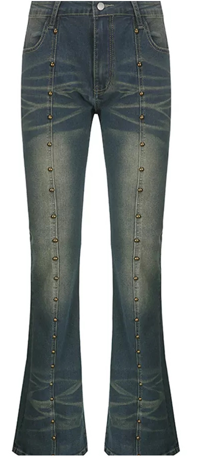 Aria Denim Flared Jeans - Y2K Summer & 90S Retro Style, Grunge, Hip Hop, Pastel Goth Outfits