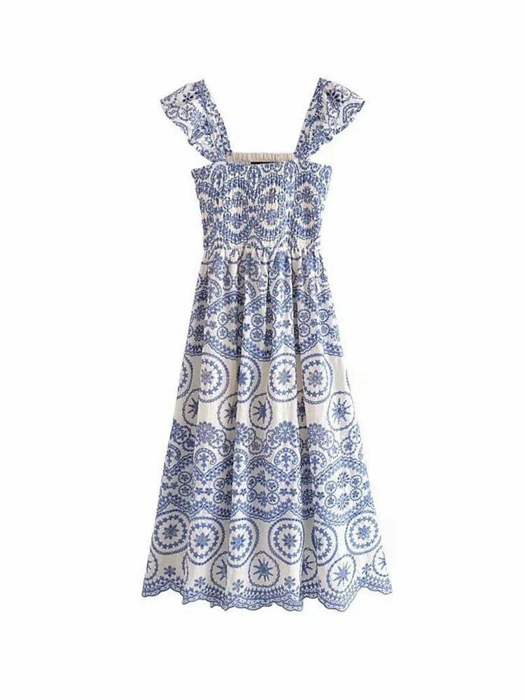 Aria Midi Dress - Y2K Summer Grunge Outfit, 90S Fashion, Retro Style, Pastel Goth, Y2K Party Look
