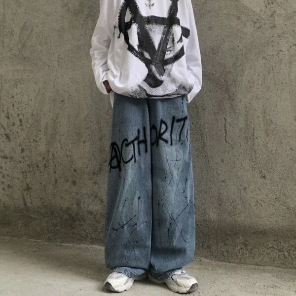 Athena Baggy Jeans - Y2K Summer Grunge, 90S Retro, Pastel Goth, Hip Hop Fashion For Women