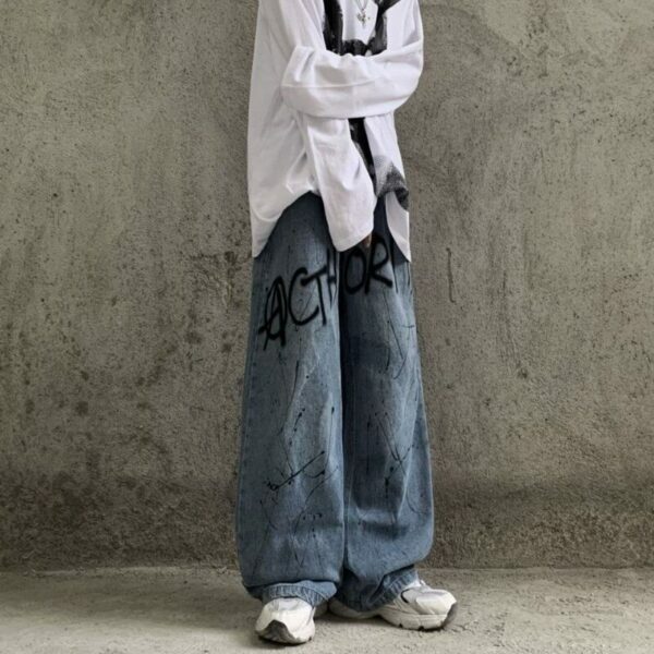 Athena Baggy Jeans - Y2K Summer Grunge, 90S Retro, Pastel Goth, Hip Hop Fashion For Women