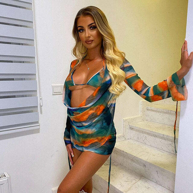 Aurora Three Piece Set - Y2K Summer Grunge Outfit, 90S Fashion, Retro Style, Y2K Party Look