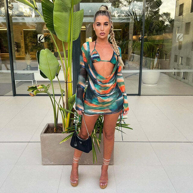 Aurora Three Piece Set - Y2K Summer Grunge Outfit, 90S Fashion, Retro Style, Y2K Party Look