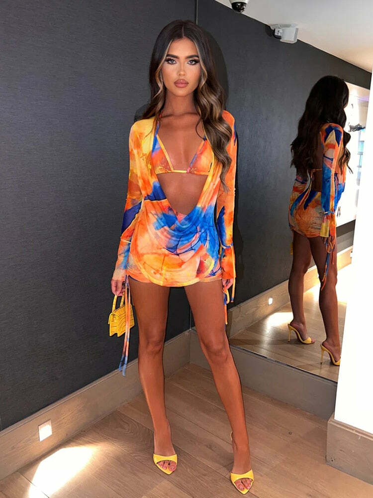 Aurora Three Piece Set - Y2K Summer Grunge Outfit, 90S Fashion, Retro Style, Y2K Party Look