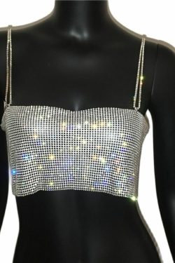 Ava Rhinestone Top - Y2K Summer, 90S Grunge, Retro Party, Y2K Club, Popstar, Gothic Y2