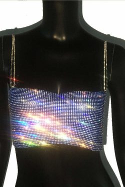 Ava Rhinestone Top - Y2K Summer, 90S Grunge, Retro Party, Y2K Club, Popstar, Gothic Y2