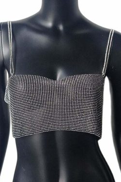 Ava Rhinestone Top - Y2K Summer, 90S Grunge, Retro Party, Y2K Club, Popstar, Gothic Y2