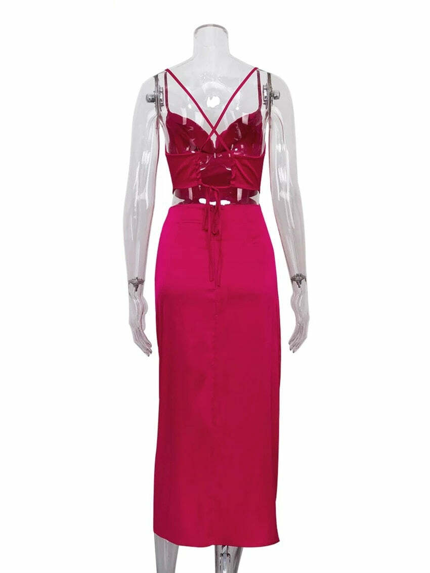 Avarel Midi Dress - Y2K Summer Grunge Outfit, 90S Retro Style, Pastel Goth, Y2K Party Fashion