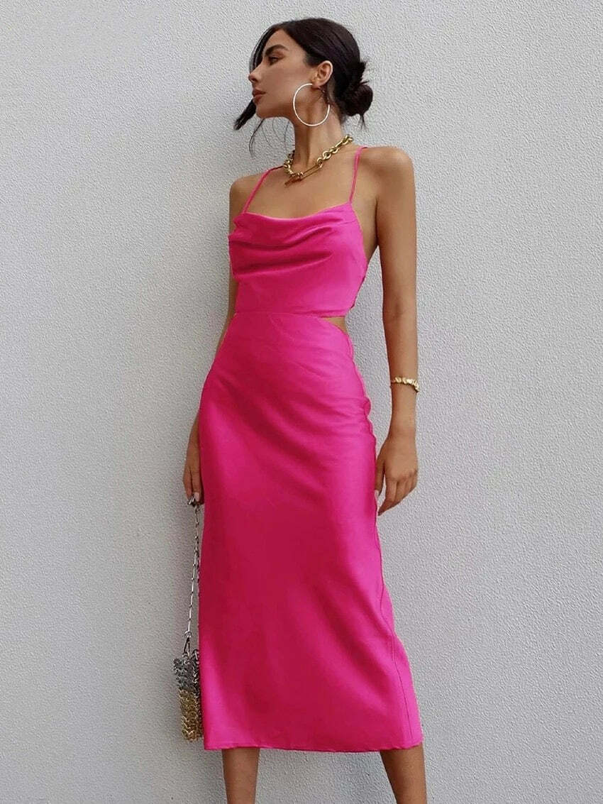 Avarel Midi Dress - Y2K Summer Grunge Outfit, 90S Retro Style, Pastel Goth, Y2K Party Fashion