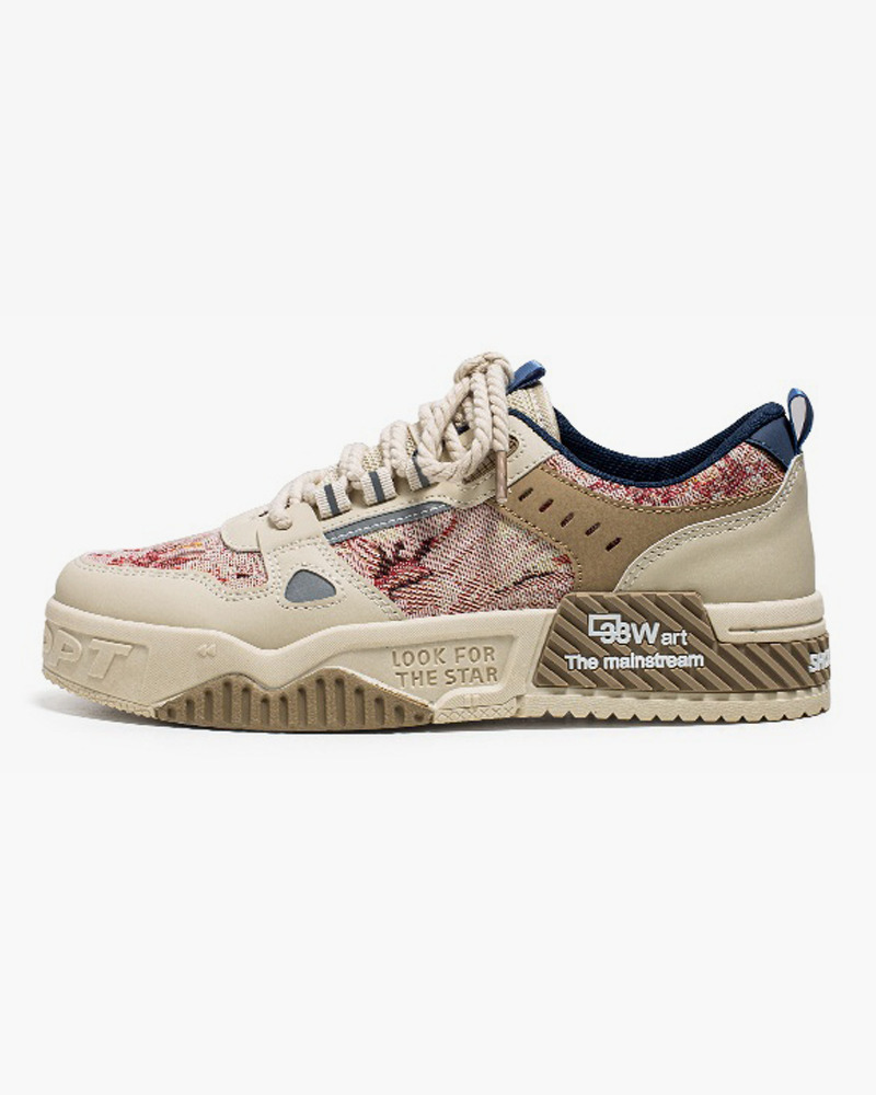 Beige And Red Sneakers - Y2K Summer, 90S Grunge, Retro Hip Hop, Y2K Party, Pastel Goth Style