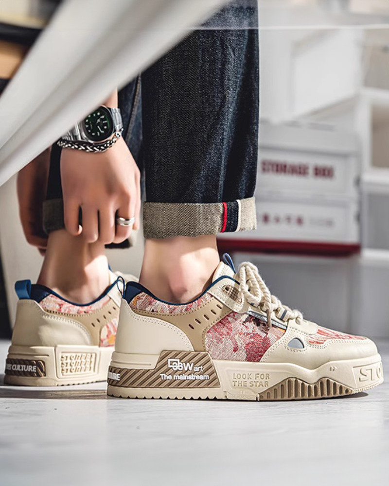 Beige And Red Sneakers - Y2K Summer, 90S Grunge, Retro Hip Hop, Y2K Party, Pastel Goth Style