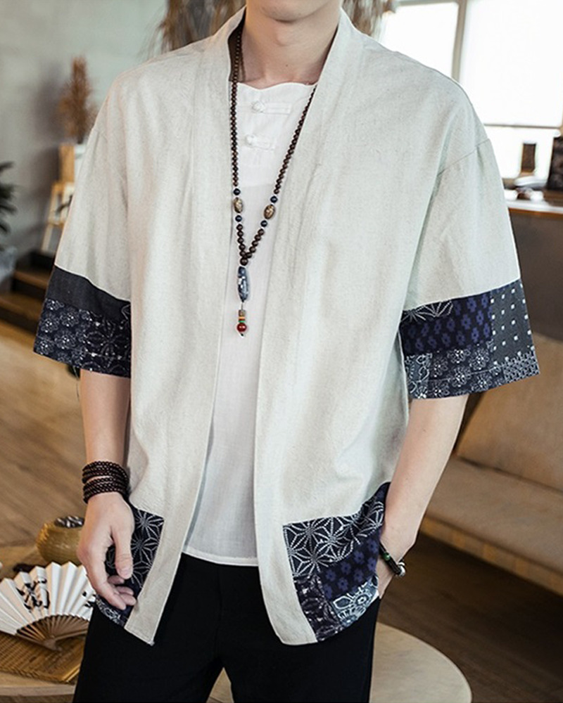 Beige Kimono Cardigan - Y2K Summer & 90S Grunge Outfit, Retro Style, Pastel Goth Fashion