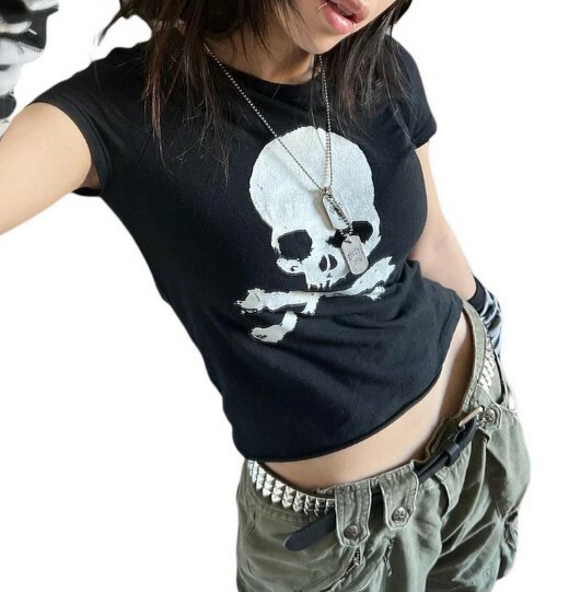 Blakely Y2K Grunge Crop Top - 90S Fashion, Retro Style, Summer Y2K Outfits, Gothic Y2K