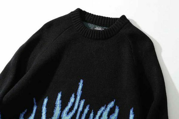 Blue Flame Sweater - Y2K Summer Grunge, 90S Retro Style, Y2K Club & Party Outfits