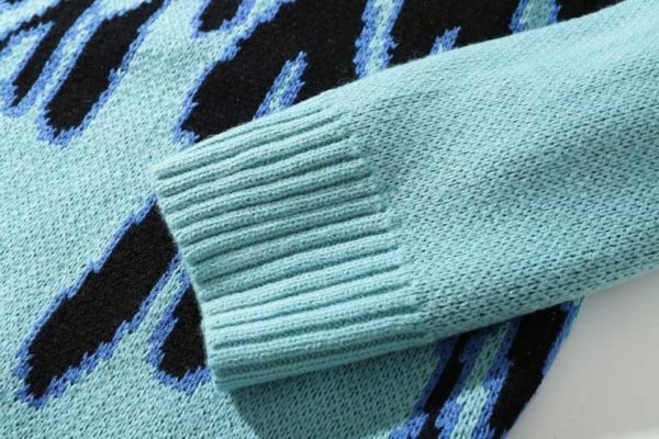 Blue Flame Sweater - Y2K Summer Grunge, 90S Retro Style, Y2K Club & Party Outfits