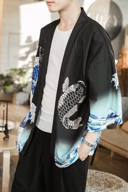 Blue Waves Kimono Cardigan - Y2K Summer Grunge, 90S Retro, Pastel Goth, Y2K Party Outfit