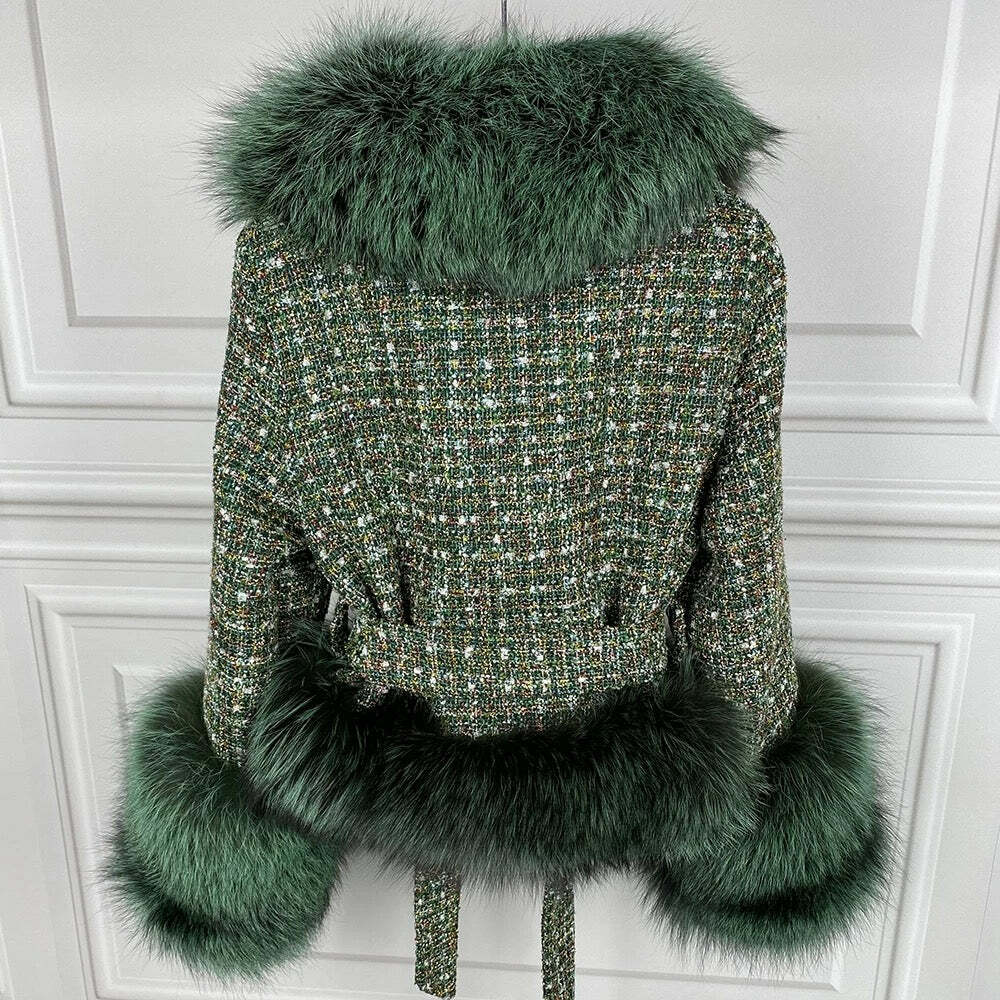 Brinley Tweed Fur Coat - Y2K Grunge & 90S Retro Style, Perfect For Y2K Party &