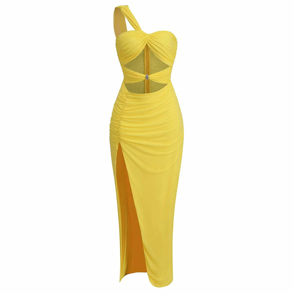 Callisto One Shoulder Maxi Dress - Y2K Summer, 90S Fashion, Grunge, Retro, Party & Club Outfits