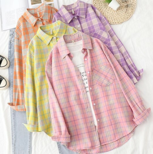 Cecilia Chic Plaid Shirt - Y2K Summer Grunge, 90S Retro, Pastel Goth, Y2K Party Outfit