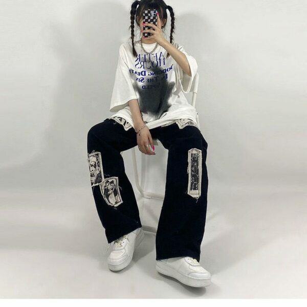 Cora Patchwork Pants - Y2K Summer Grunge, 90S Retro, Gothic Y2K, Y2K Club & Party Out
