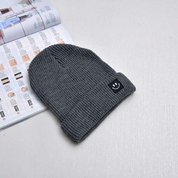 Cute Smiley Knit Beanie - Y2K Summer, 90S Grunge, Retro 70S, Pastel Goth, Y2K