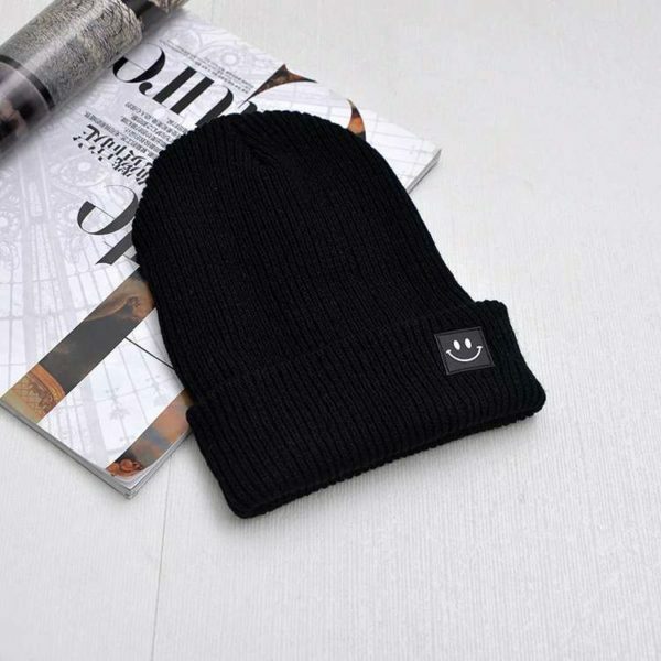 Cute Smiley Knit Beanie - Y2K Summer, 90S Grunge, Retro 70S, Pastel Goth, Y2K