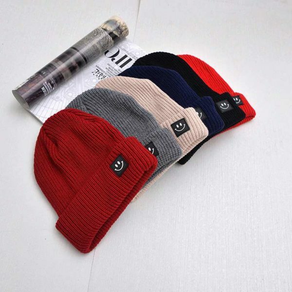 Cute Smiley Knit Beanie - Y2K Summer, 90S Grunge, Retro 70S, Pastel Goth, Y2K