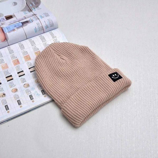 Cute Smiley Knit Beanie - Y2K Summer, 90S Grunge, Retro 70S, Pastel Goth, Y2K