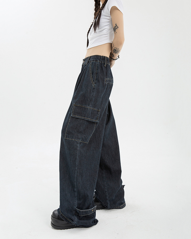 Dark Blue Baggy Jeans - Y2K Summer Grunge, 90S Retro, Hip Hop Fashion, Y2K Club & Party Outfits