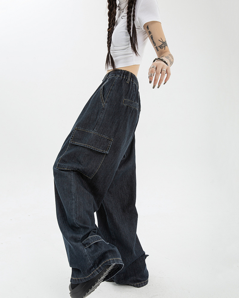 Dark Blue Baggy Jeans - Y2K Summer Grunge, 90S Retro, Hip Hop Fashion, Y2K Club & Party Outfits