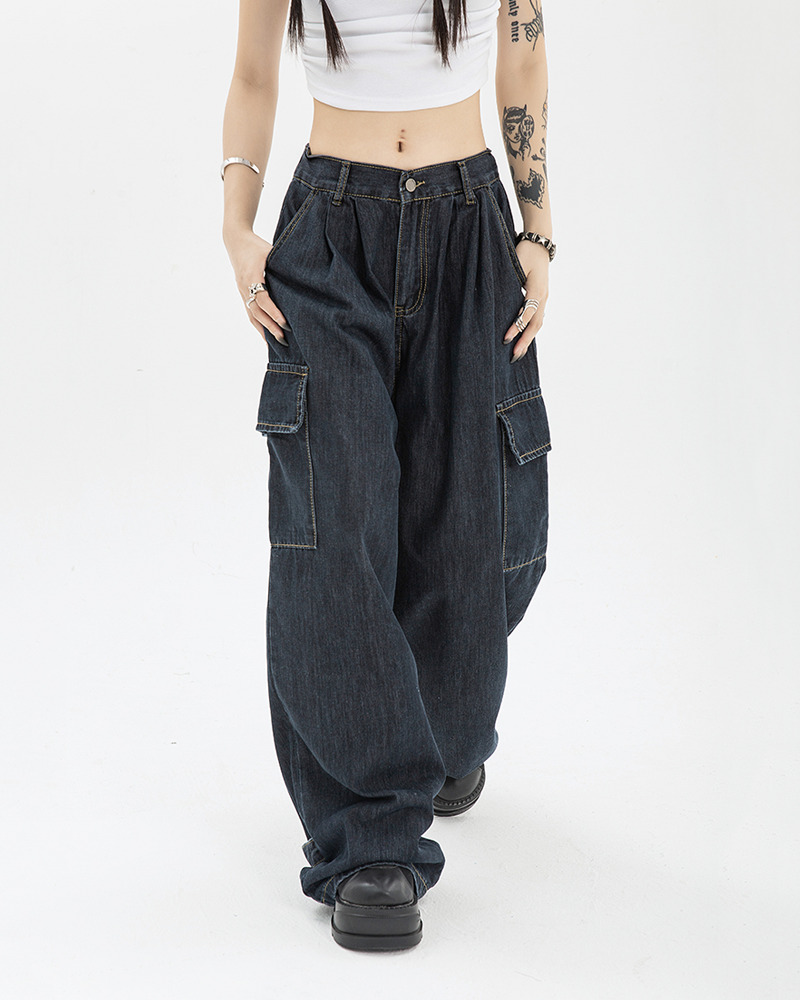 Dark Blue Baggy Jeans - Y2K Summer Grunge, 90S Retro, Hip Hop Fashion, Y2K Club & Party Outfits