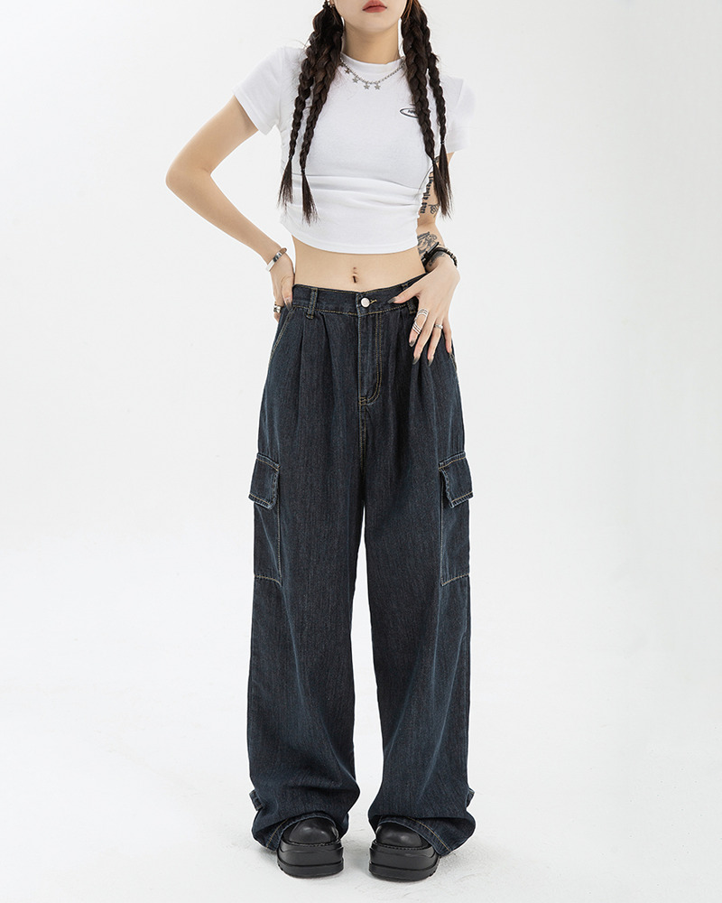 Dark Blue Baggy Jeans - Y2K Summer Grunge, 90S Retro, Hip Hop Fashion, Y2K Club & Party Outfits