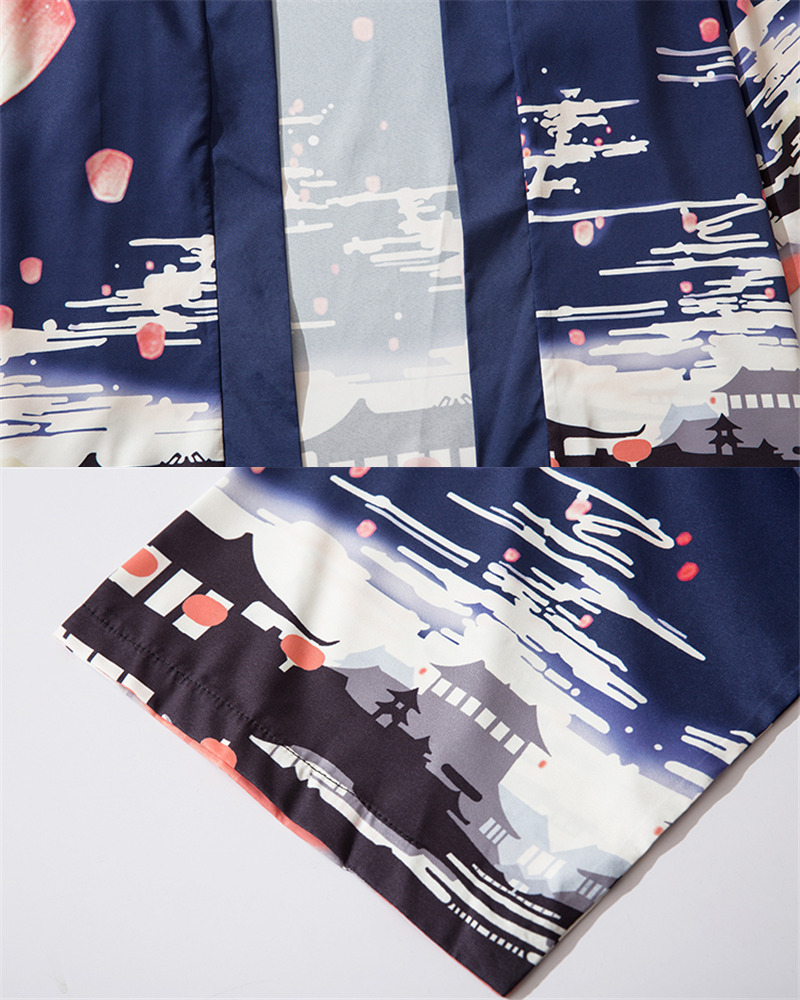 Dark Blue Kimono Jacket - Y2K Summer Grunge, 90S Retro, Gothic Y2K, Y2K Party Outfit