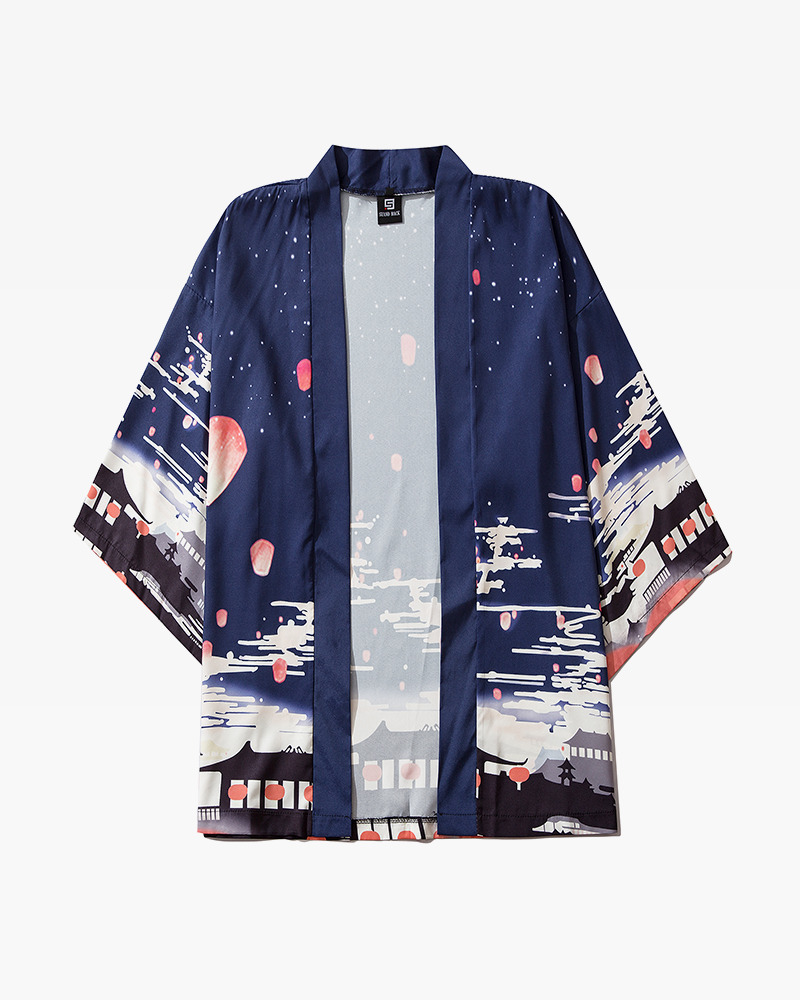 Dark Blue Kimono Jacket - Y2K Summer Grunge, 90S Retro, Gothic Y2K, Y2K Party Outfit