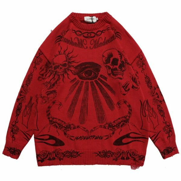 Dark Visions Sweater - Y2K Grunge, 90S Fashion, Retro Goth, Summer Y2K Outfits, Pastel Goth