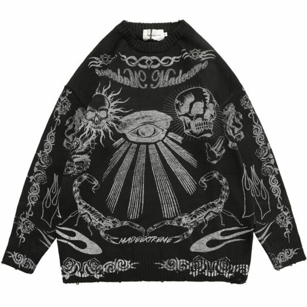 Dark Visions Sweater - Y2K Grunge, 90S Fashion, Retro Goth, Summer Y2K Outfits, Pastel Goth