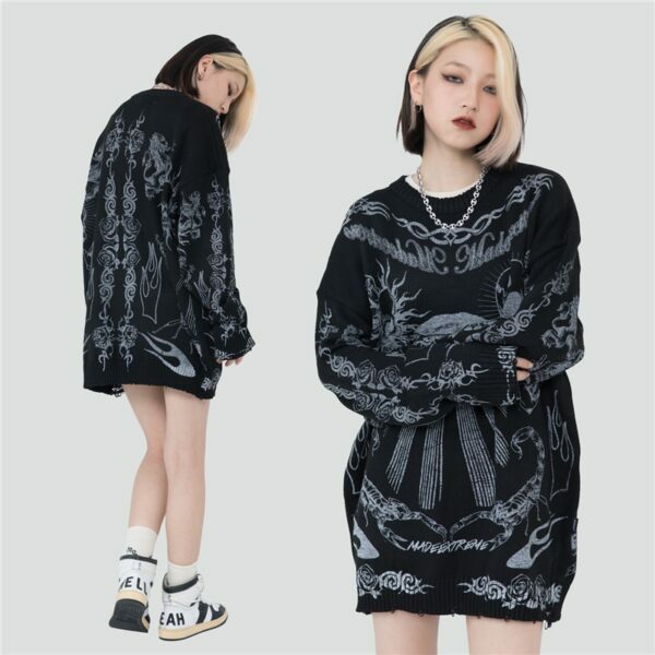 Dark Visions Sweater - Y2K Grunge, 90S Fashion, Retro Goth, Summer Y2K Outfits, Pastel Goth