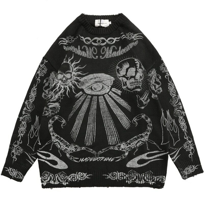 Dark Visions Sweater - Y2K Grunge, 90S Fashion, Retro Goth, Summer Y2K Outfits, Pastel Goth