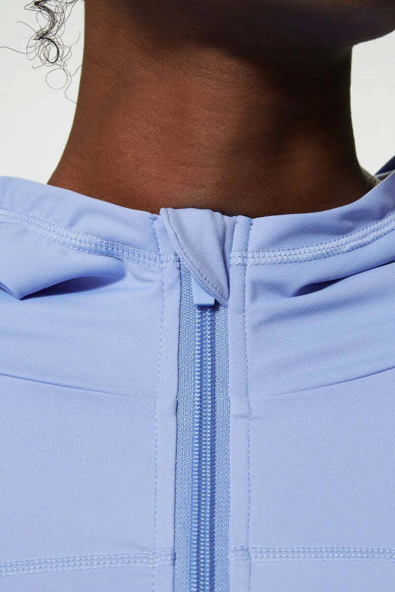 Doina Blue Hooded Long Sleeve Sports Top - Y2K Summer, 90S Fashion, Grunge, Retro Style