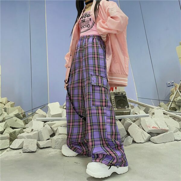 Elisa Plaid Cargo Pants - Y2K Grunge 90S Fashion, Retro Summer Outfits, Gothic Y2K Style