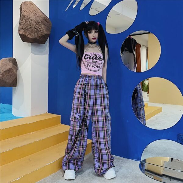 Elisa Plaid Cargo Pants - Y2K Grunge 90S Fashion, Retro Summer Outfits, Gothic Y2K Style
